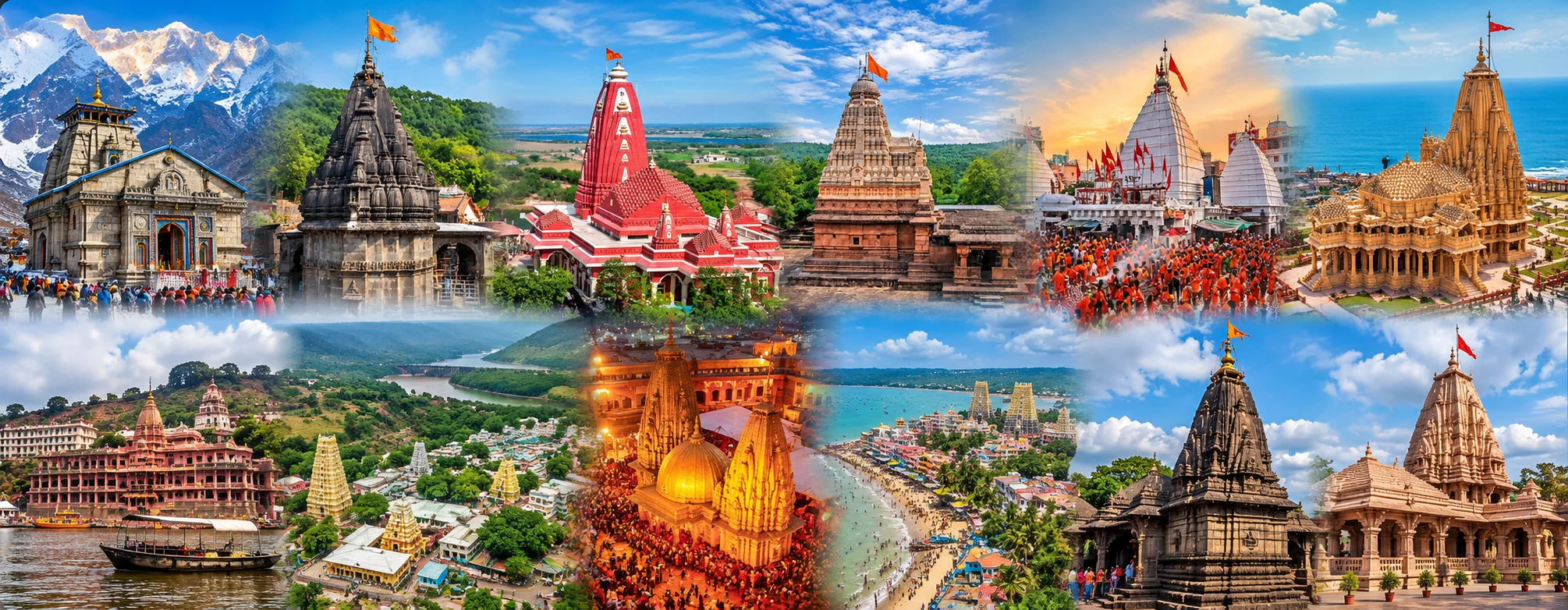 The twelve Jyotirlinga temples of Bharata, from Kedarnath in the Himalayas to Rameswaram on the southern sea